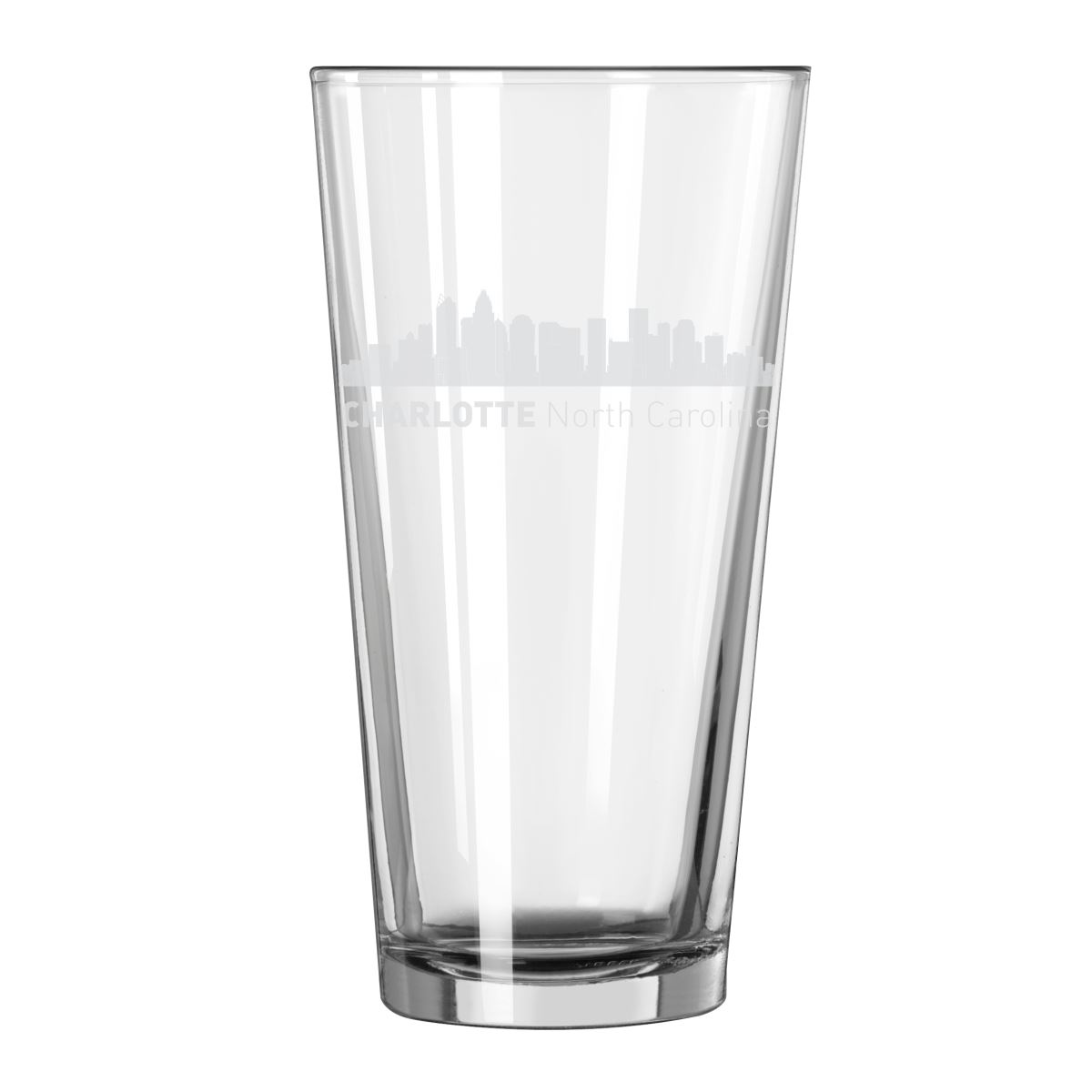 Charlotte, North Carolina City Skyline 16oz Glass Tumbler Drinking Glass
