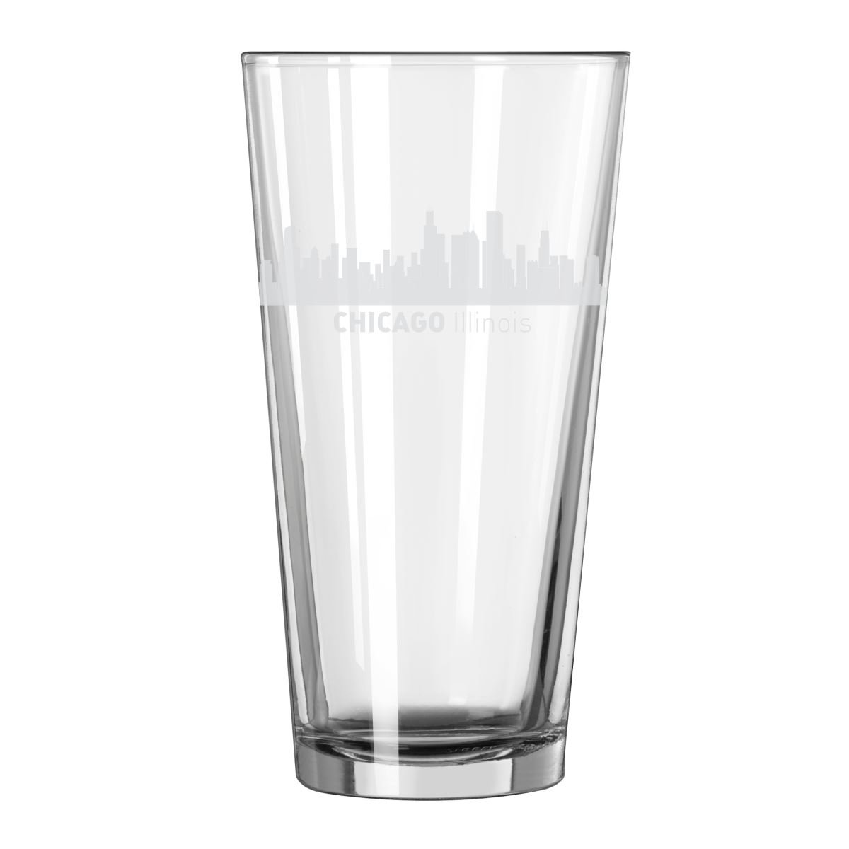 Chicago, Illinois City Skyline 16oz Glass Tumbler Drinking Glass