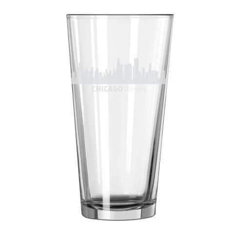 Chicago, Illinois City Skyline 16oz Glass Tumbler Drinking Glass