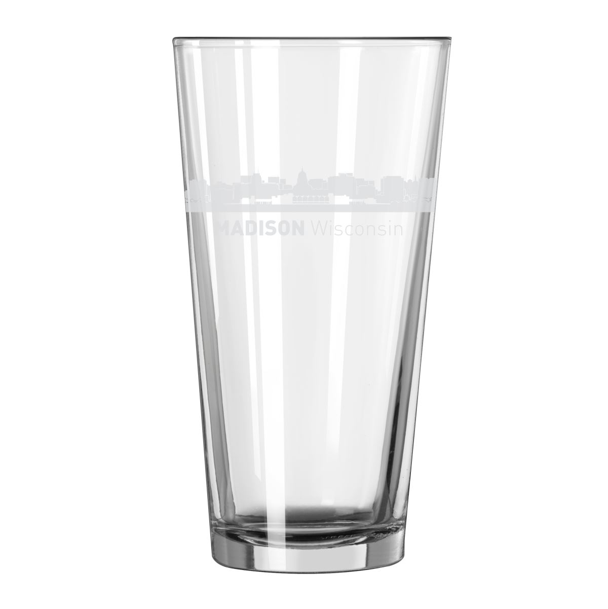 Madison, Wisconsin City Skyline 16oz Glass Tumbler Drinking Glass
