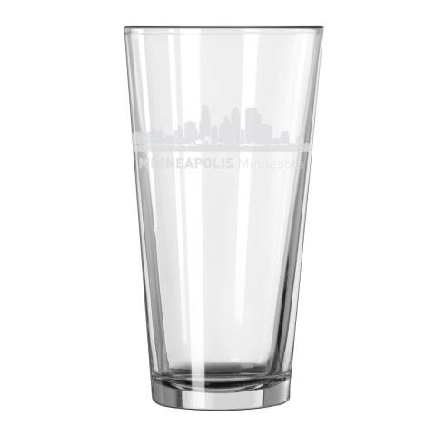 Minneapolis, Minnesota City Skyline 16oz Glass Tumbler Drinking Glass