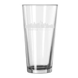 Seattle, Washington City Skyline 16oz Glass Tumbler Drinking Glass