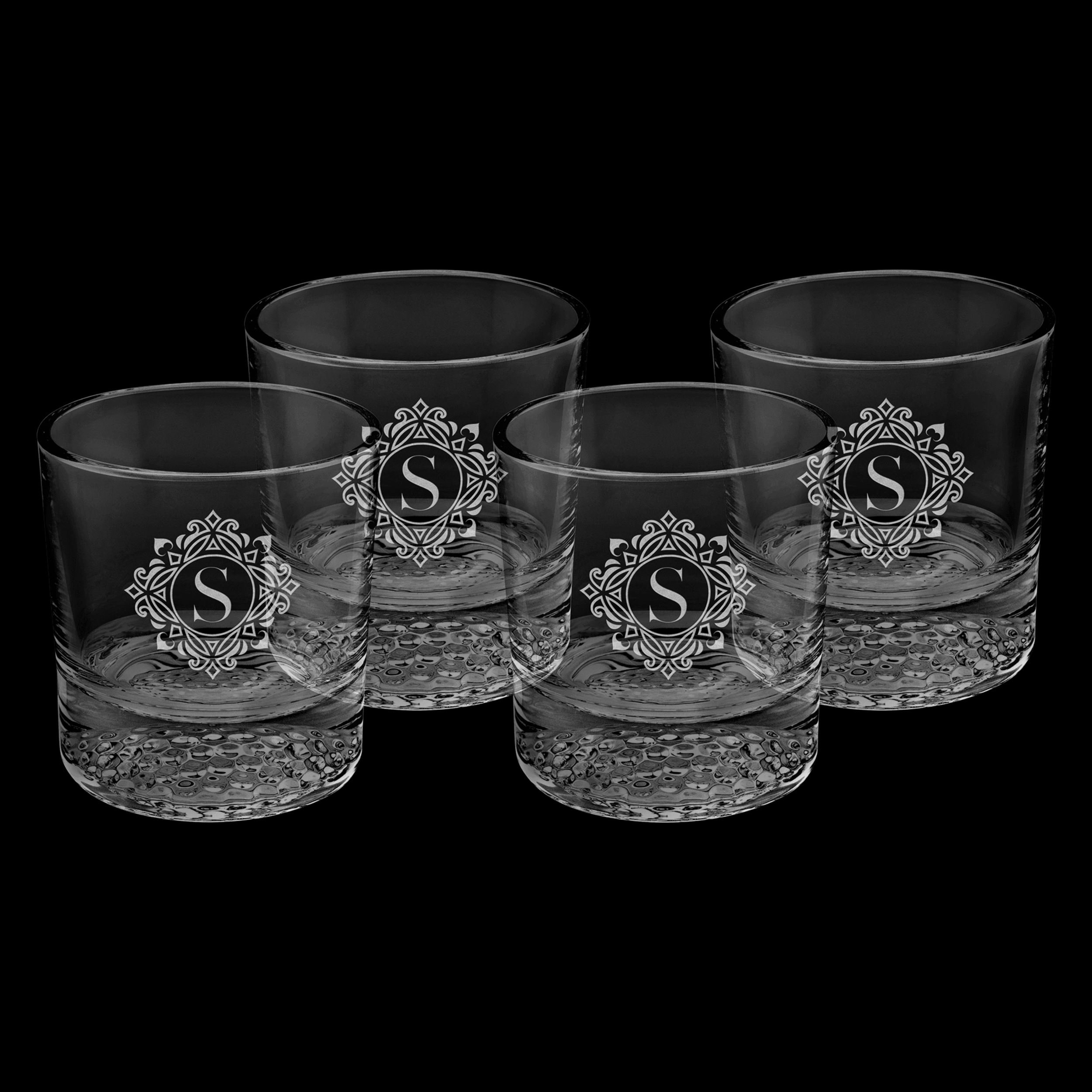 Laser Engraved 9oz Round Golf Rocks Glasses Set of 4