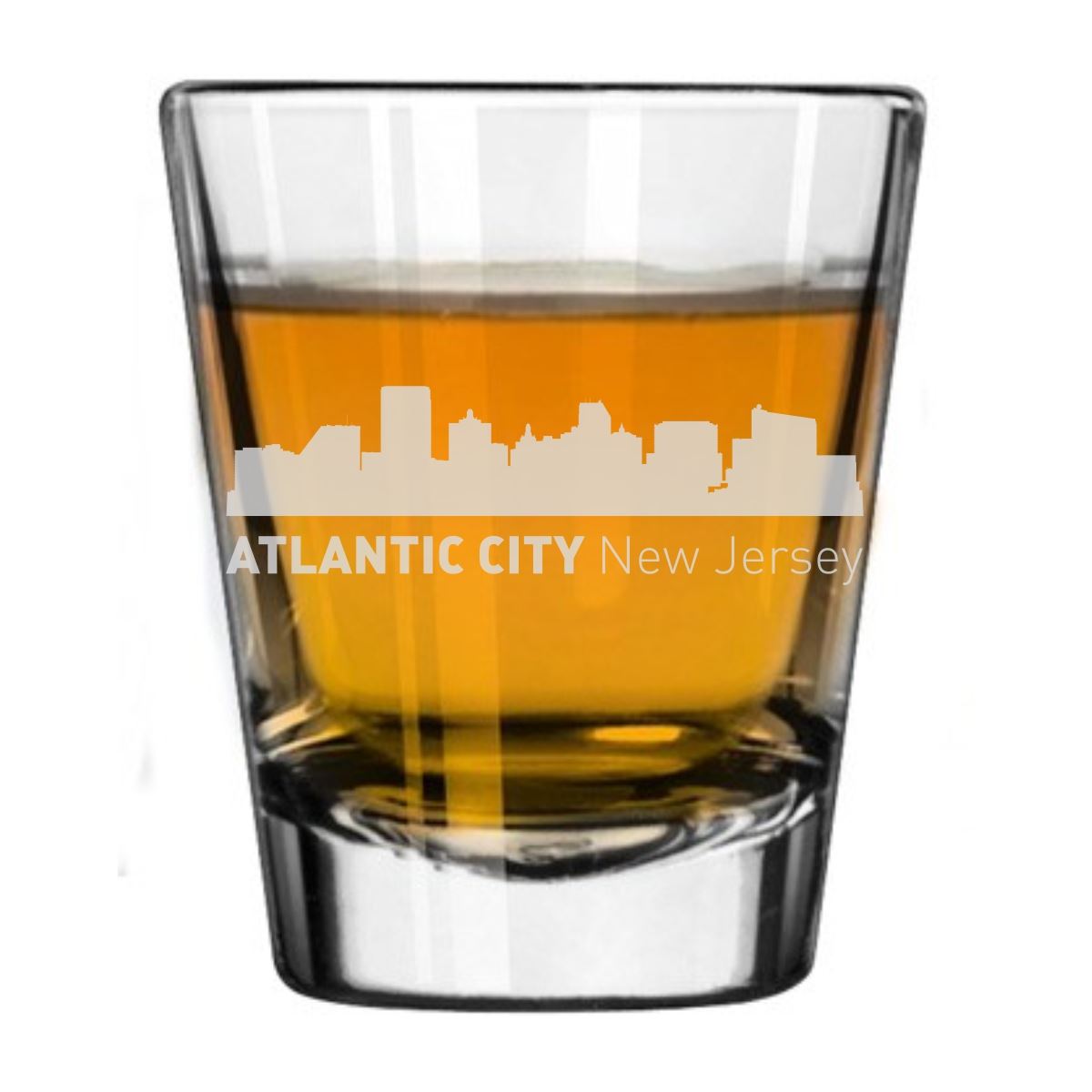 Atlantic City, New Jersey City Skyline Engraved Shot Glass