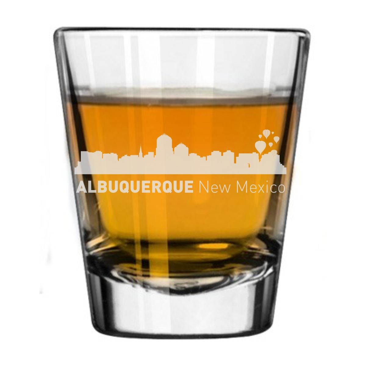 Albuquerque, New Mexico City Skyline Engraved Shot Glass