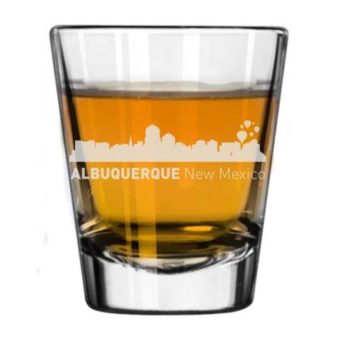 Albuquerque, New Mexico City Skyline Engraved Shot Glass