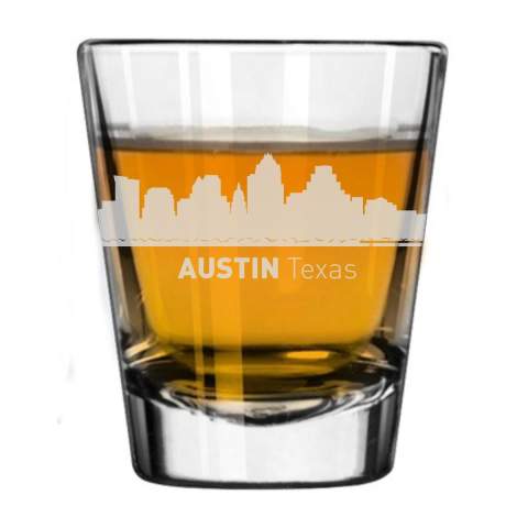 Austin, Texas City Skyline Engraved Shot Glass