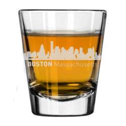 Boston, Massachusetts City Skyline Engraved Shot Glass