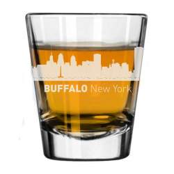 Buffalo, New York City Skyline Engraved Shot Glass