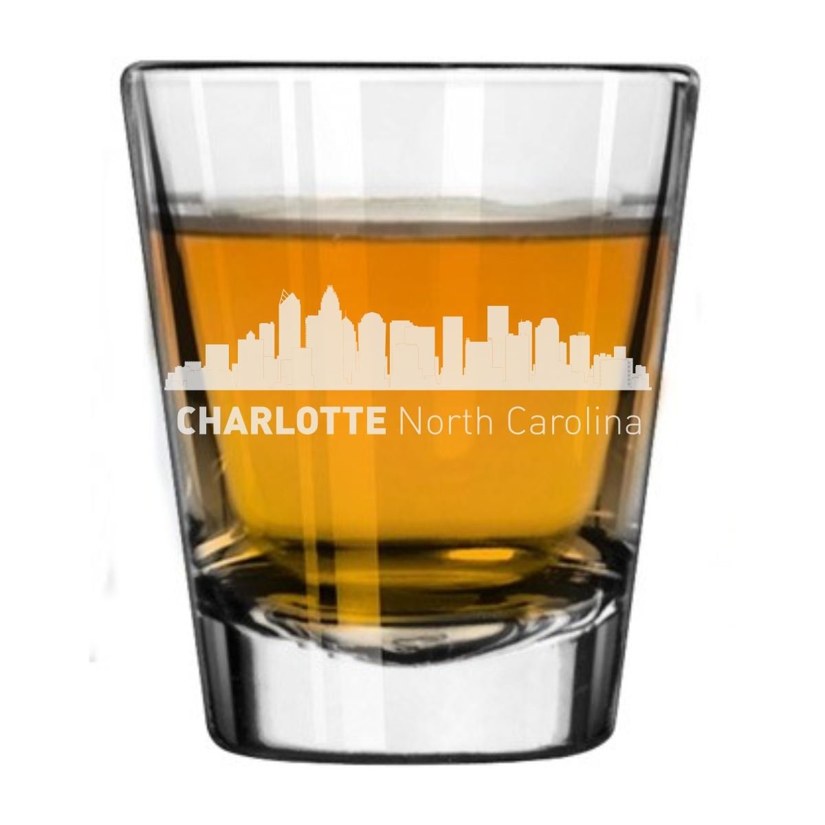 Charlotte, North Carolina City Skyline Engraved Shot Glass