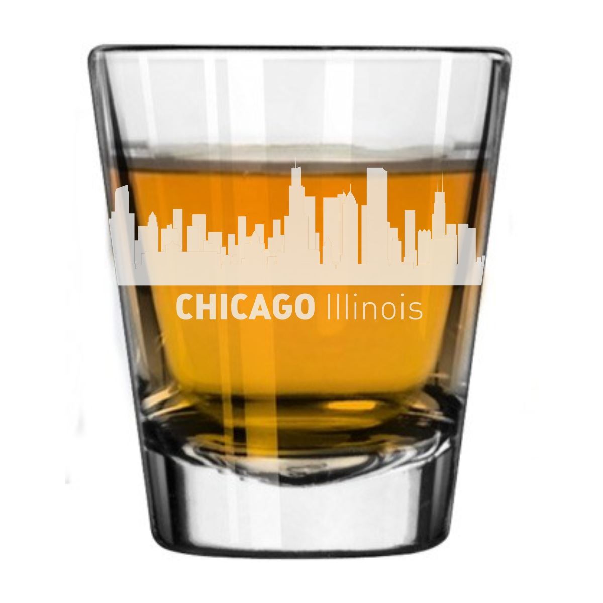 Chicago, Illinois City Skyline Engraved Shot Glass