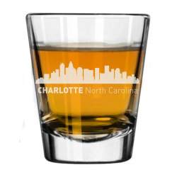 Charlotte, North Carolina City Skyline Engraved Shot Glass