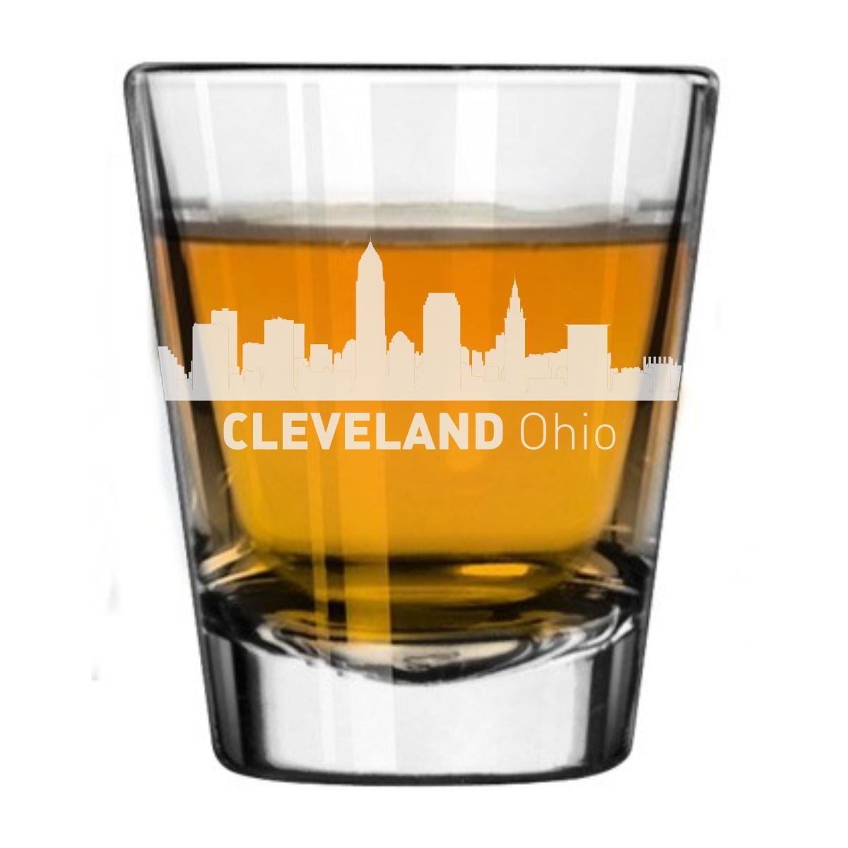 Cleveland, Ohio City Skyline Engraved Shot Glass