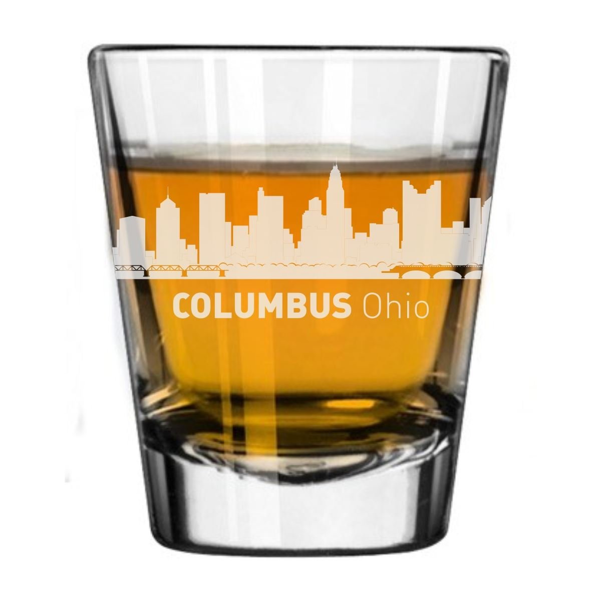Columbus, Ohio City Skyline Engraved Shot Glass