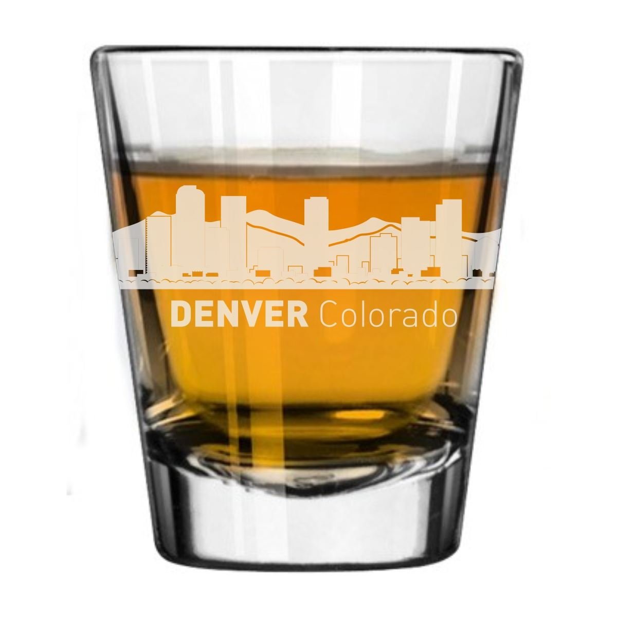 Denver, Colorado City Skyline Engraved Shot Glass