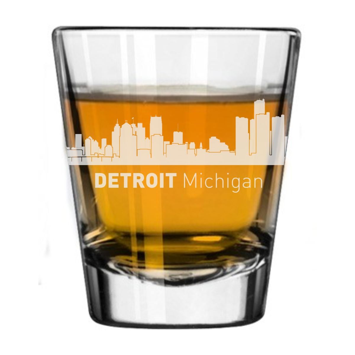 Detroit, Michigan City Skyline Engraved Shot Glass