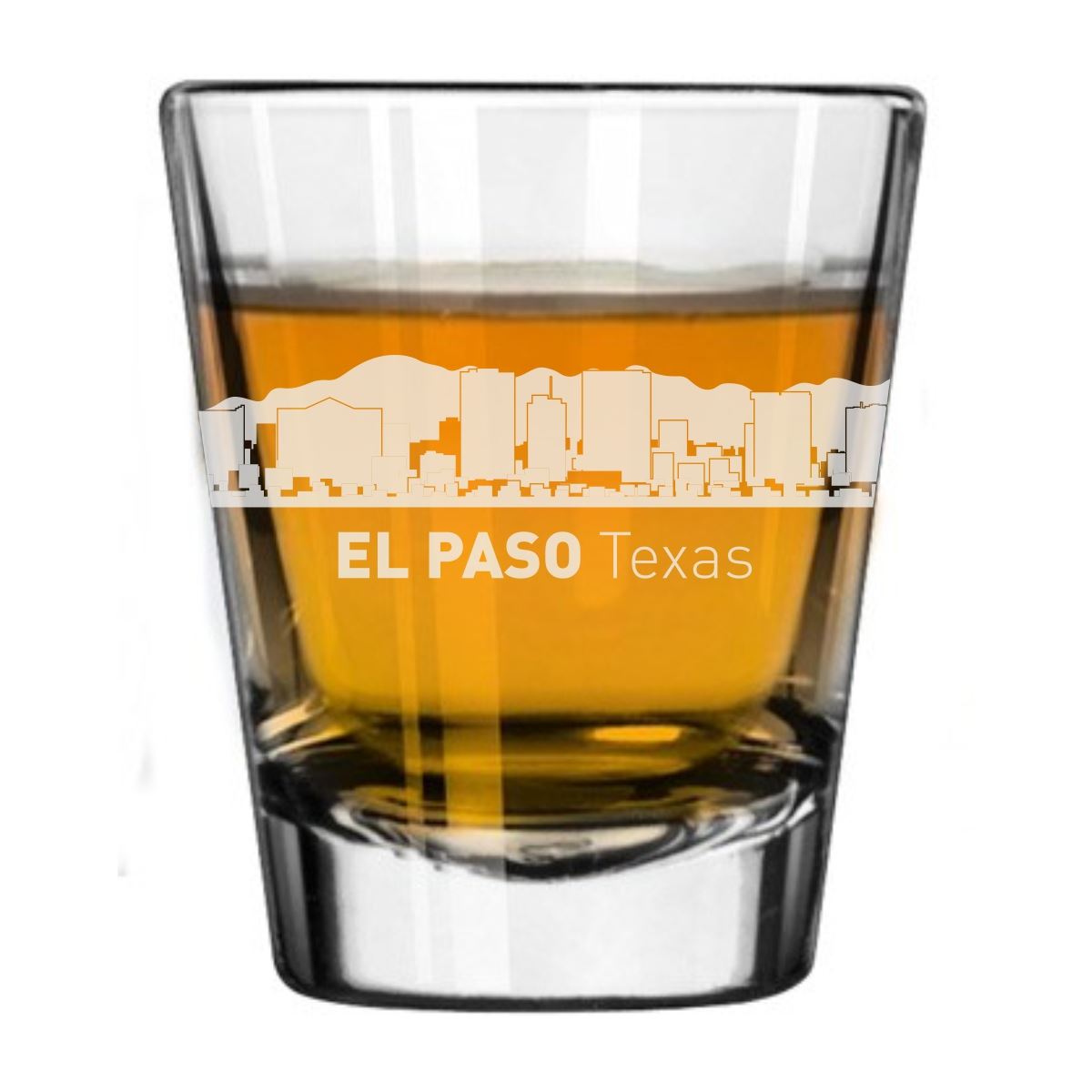 El Paso, Texas City Skyline Engraved Shot Glass