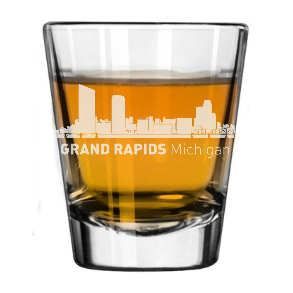 Grand Rapids, Michigan City Skyline Engraved Shot Glass