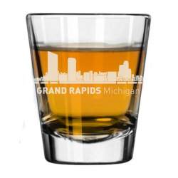 Grand Rapids, Michigan City Skyline Engraved Shot Glass