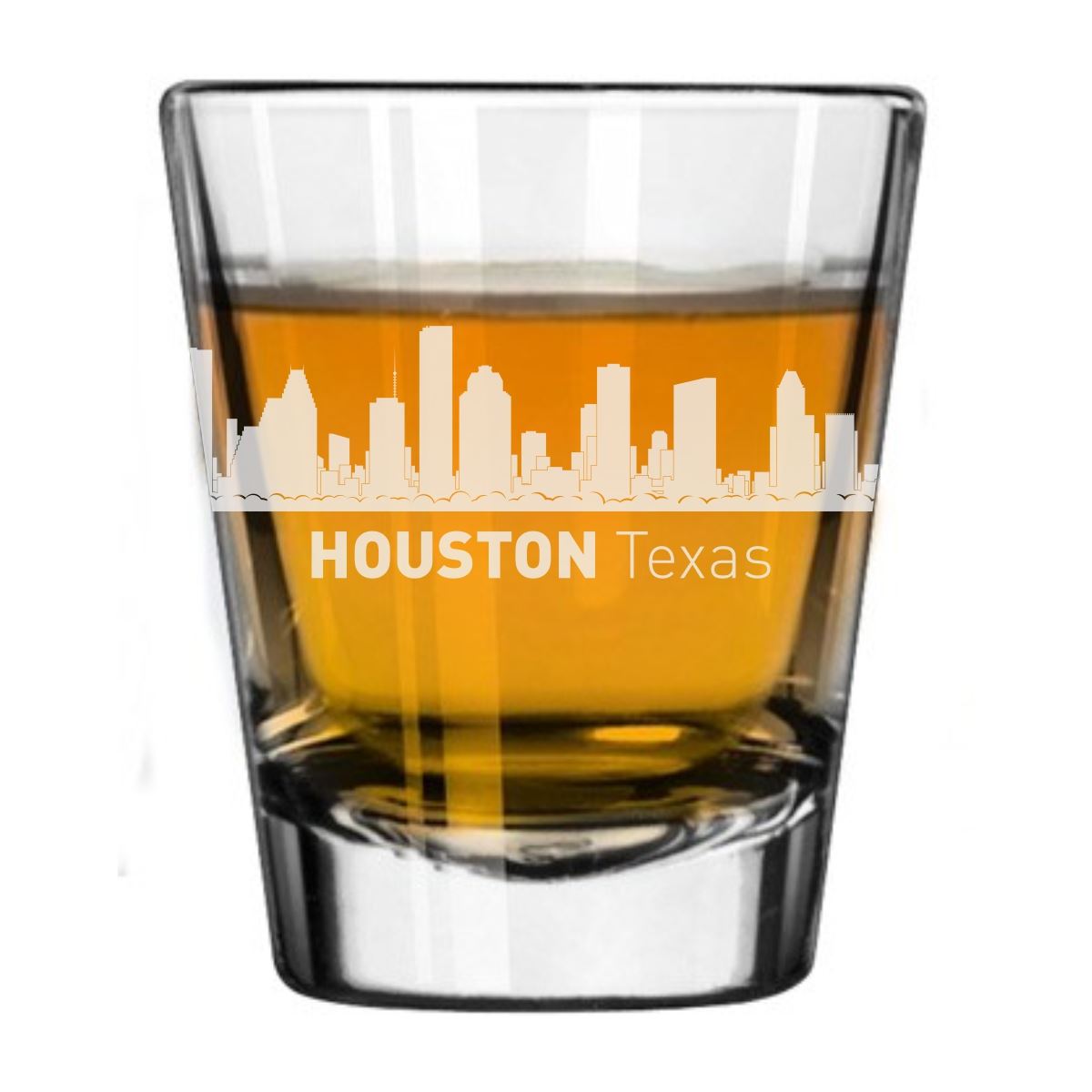 Houston, Texas City Skyline Engraved Shot Glass