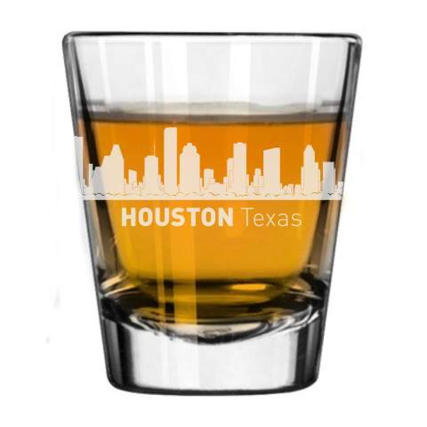 Houston, Texas City Skyline Engraved Shot Glass