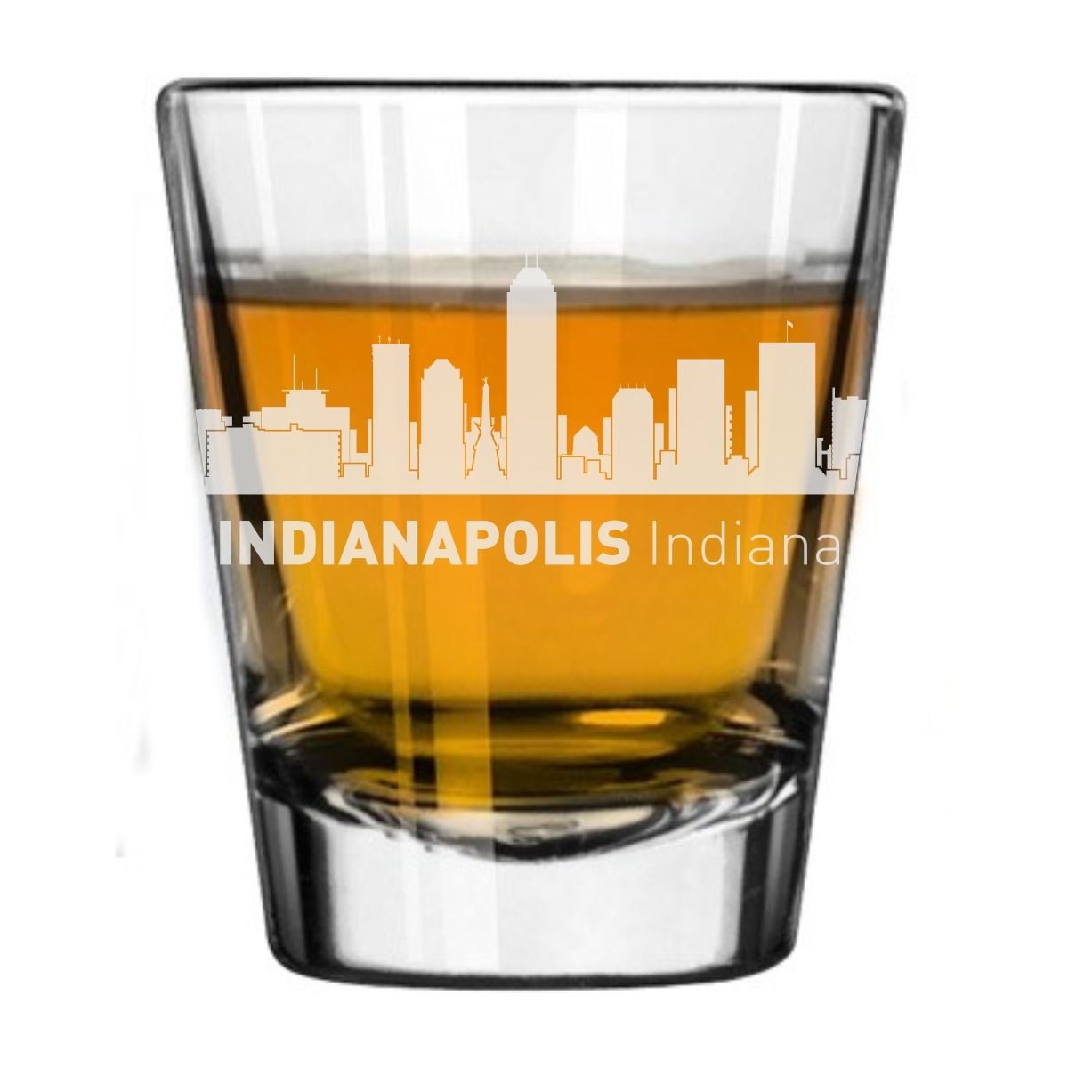 Indianapolis, Indiana City Skyline Engraved Shot Glass