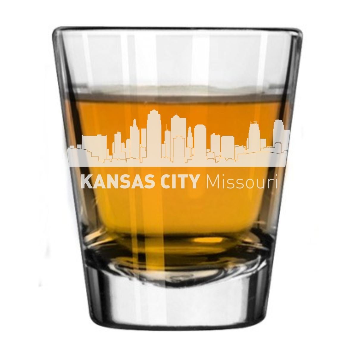 Kansas City, Missouri City Skyline Engraved Shot Glass