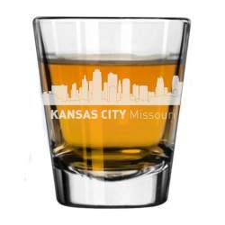 Kansas City, Missouri City Skyline Engraved Shot Glass