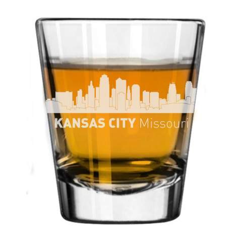 Kansas City, Missouri City Skyline Engraved Shot Glass