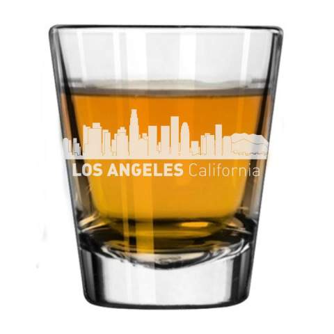Los Angeles, California City Skyline Engraved Shot Glass