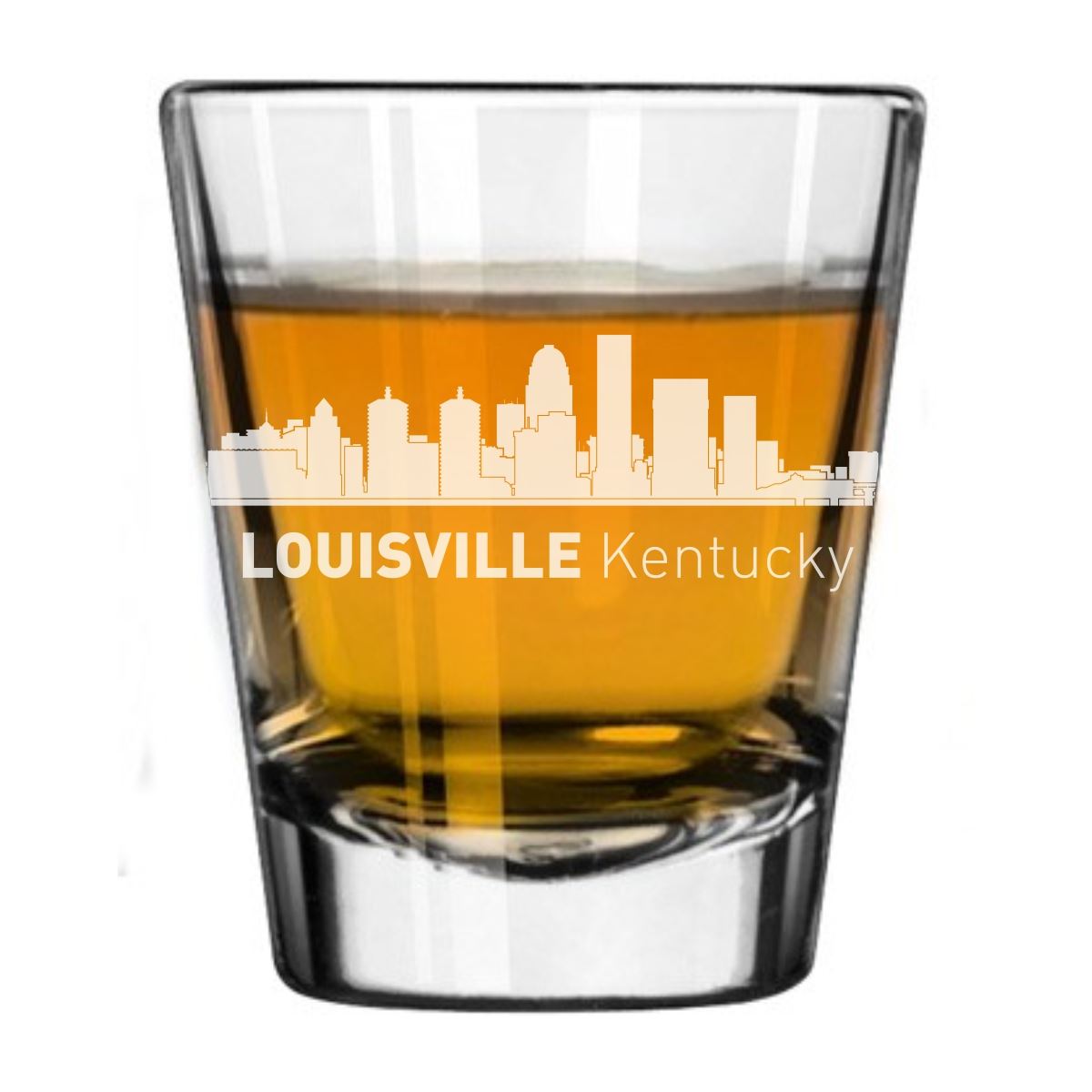 Louisville, Kentucky City Skyline Engraved Shot Glass