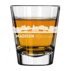 Madison, Wisconsin City Skyline Engraved Shot Glass