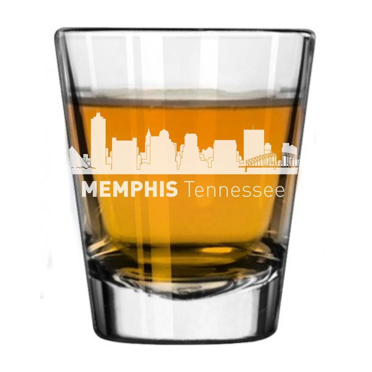 Memphis, Tennessee City Skyline Engraved Shot Glass