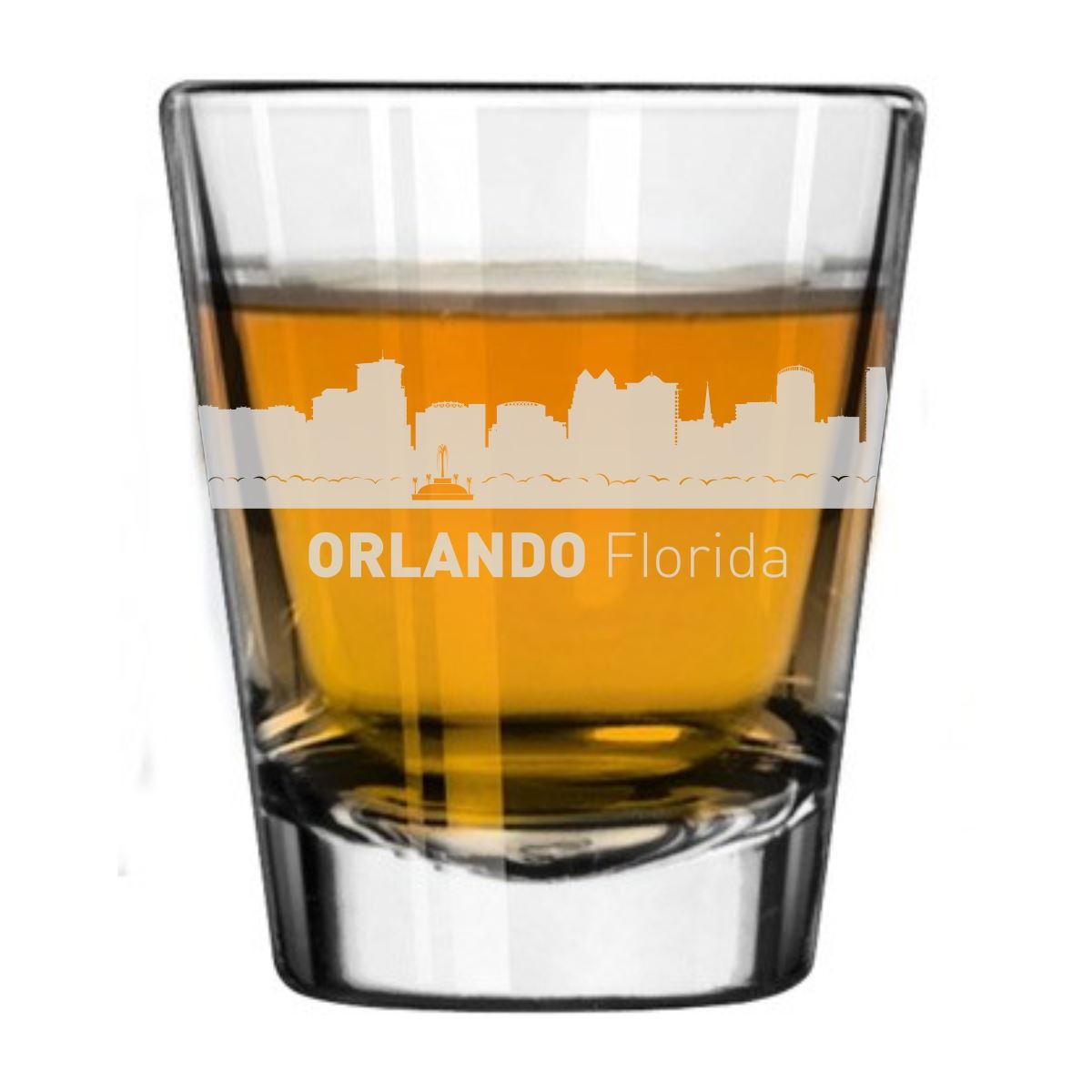 Orlando, Florida City Skyline Engraved Shot Glass
