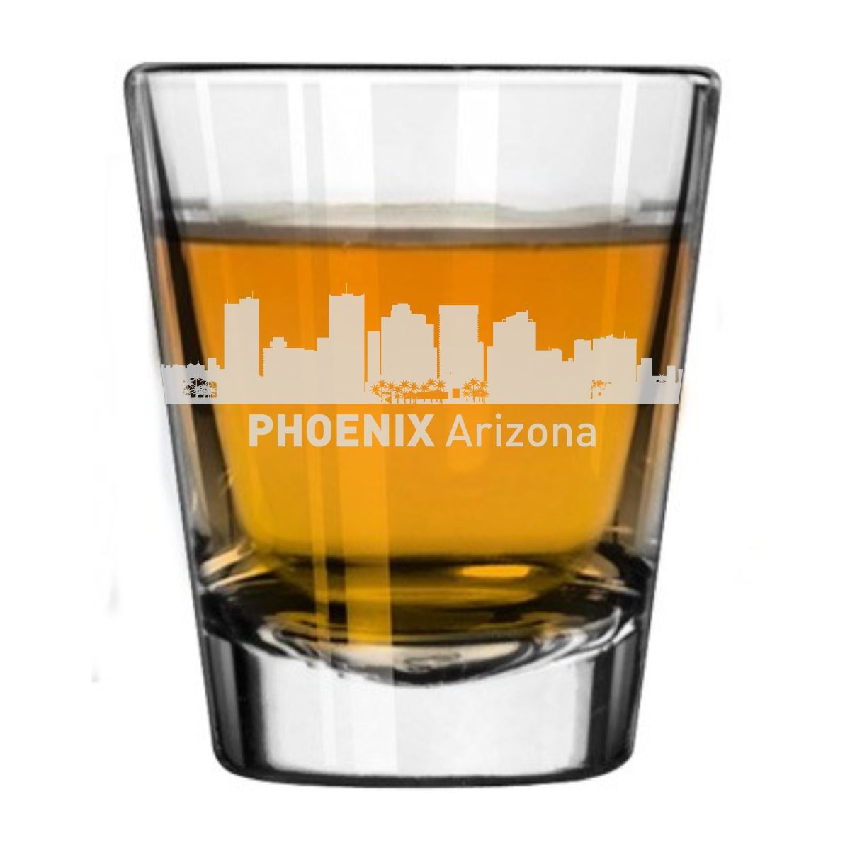 Phoenix, Arizona City Skyline Engraved Shot Glass