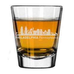 Philadelphia, Pennsylvania City Skyline Engraved Shot Glass