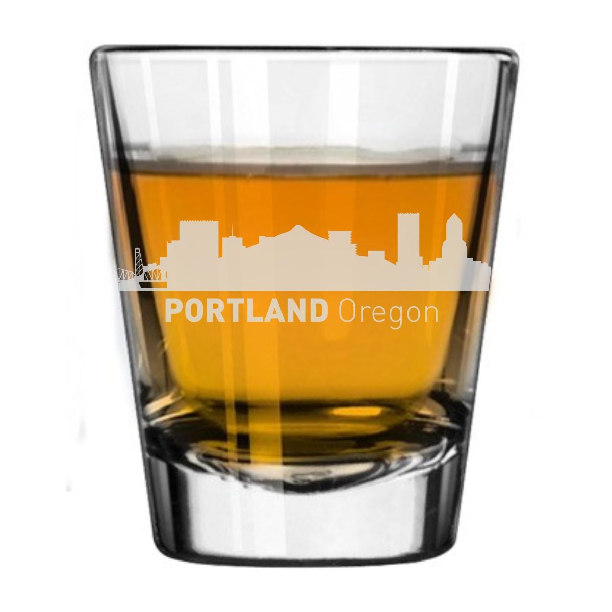 Portland, Oregon City Skyline Engraved Shot Glass
