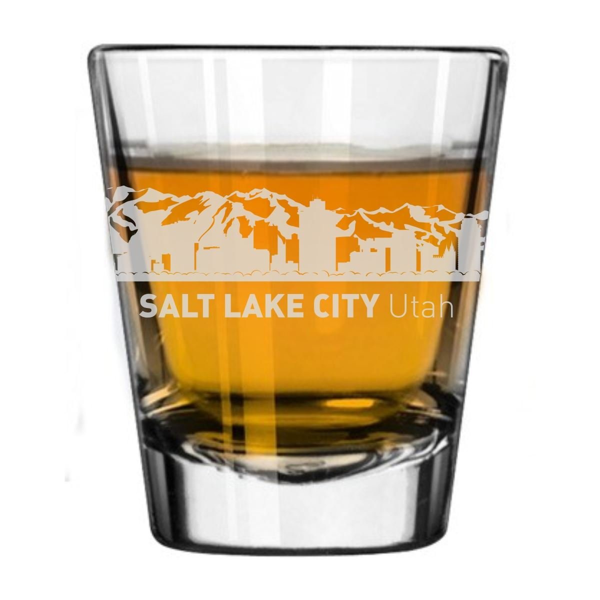 Salt Lake City, Utah City Skyline Engraved Shot Glass