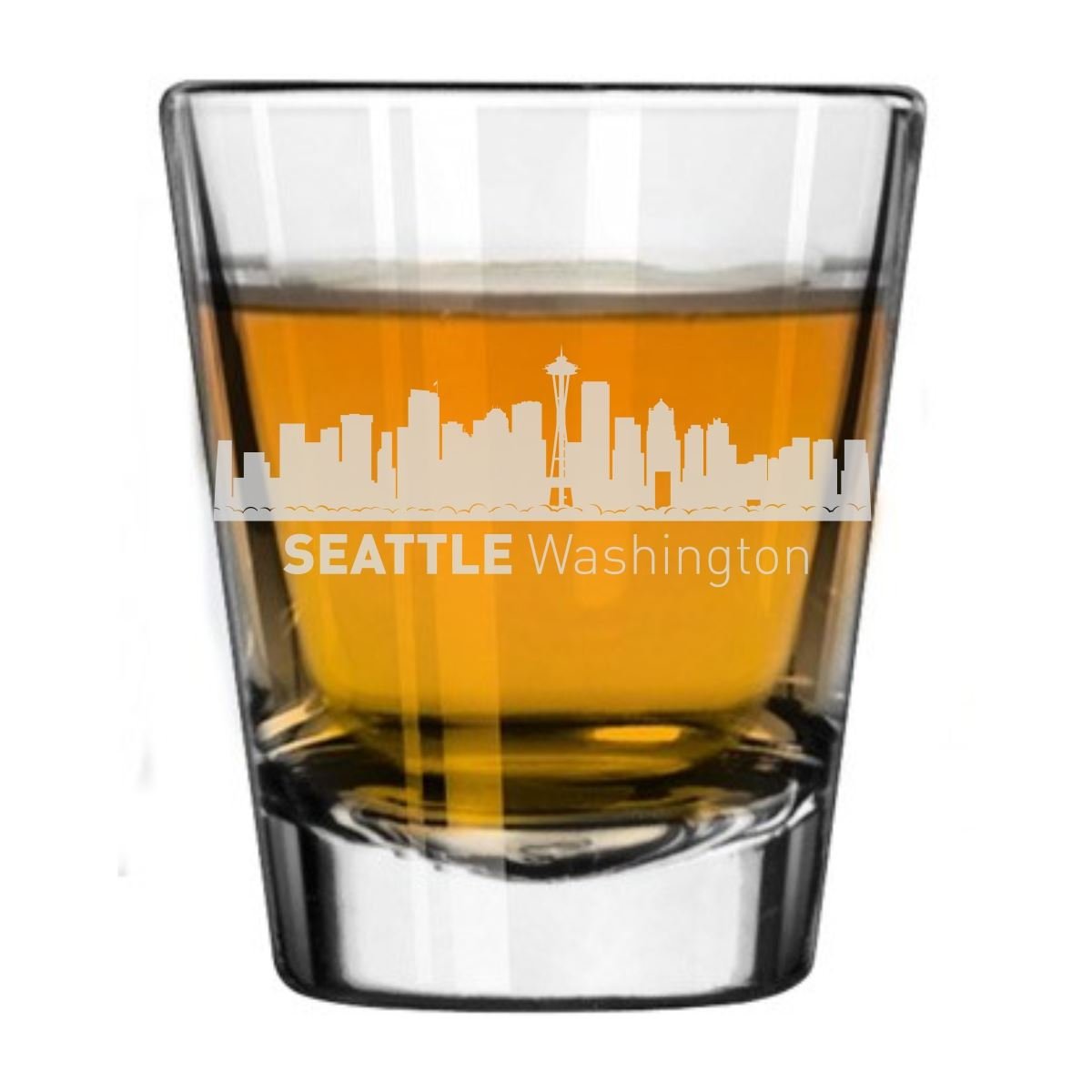 Seattle, Washington City Skyline Engraved Shot Glass