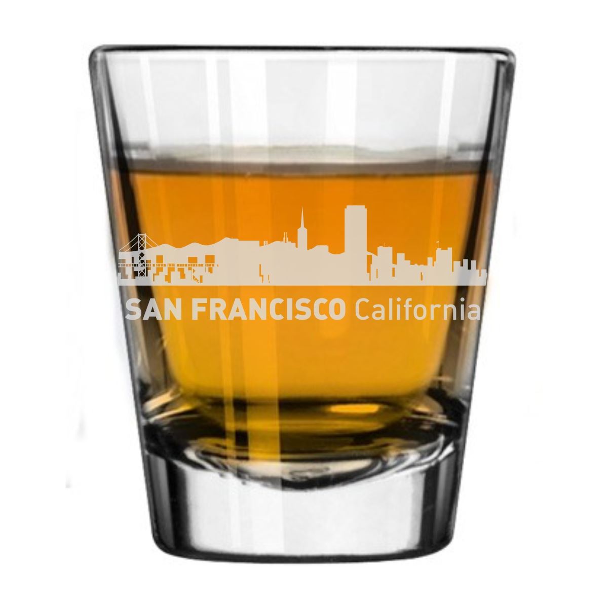 San Francisco, California City Skyline Engraved Shot Glass