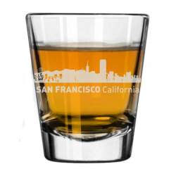 San Francisco, California City Skyline Engraved Shot Glass