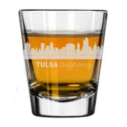 Tulsa, Oklahoma City Skyline Engraved Shot Glass