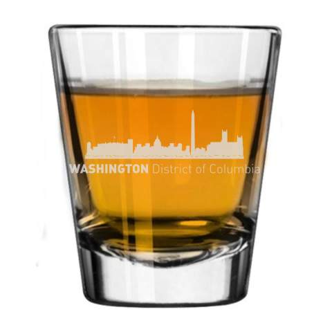 Washington District of Columbia City Skyline Engraved Shot Glass