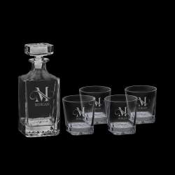 Personalized 750 ML Square Decanter with Glasses