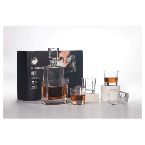 Custom 750ML 12" Tequila Decanter Set with Four 8 oz. Glasses and Premium Black Gift Box