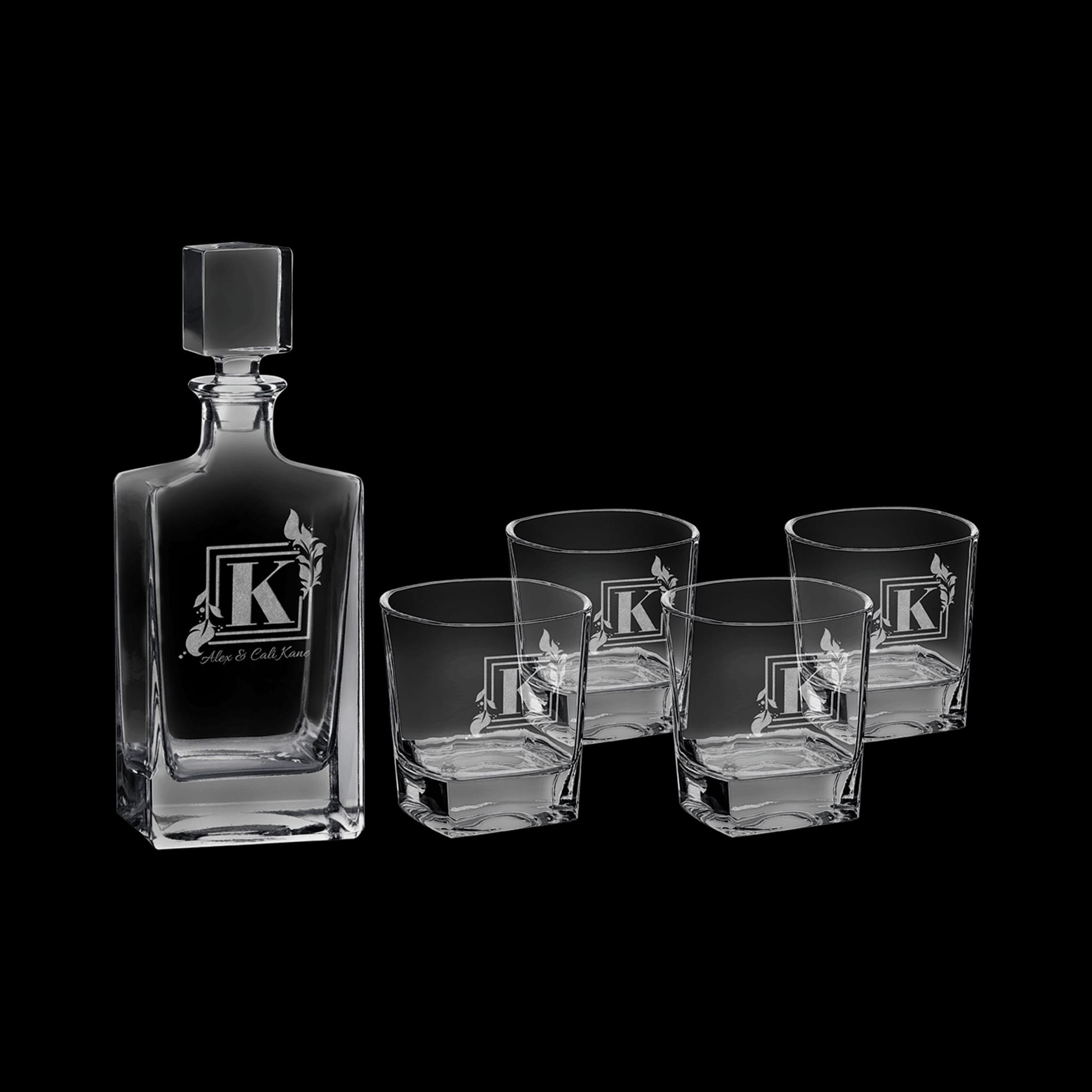 Custom 810 ML Rectangle Decanter with Glasses