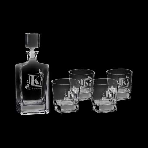Custom 810 ML Rectangle Decanter with Glasses