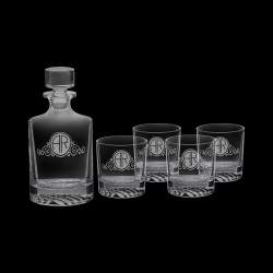 Laser Engraved 850 ML Round Decanter with Glasses