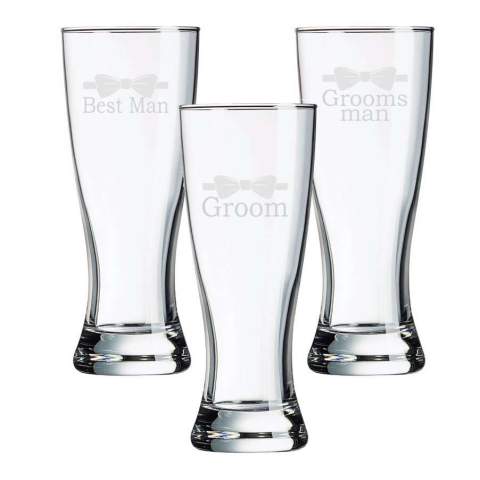 Best Man Groomsman Wedding Party 20oz Glass Pilsner