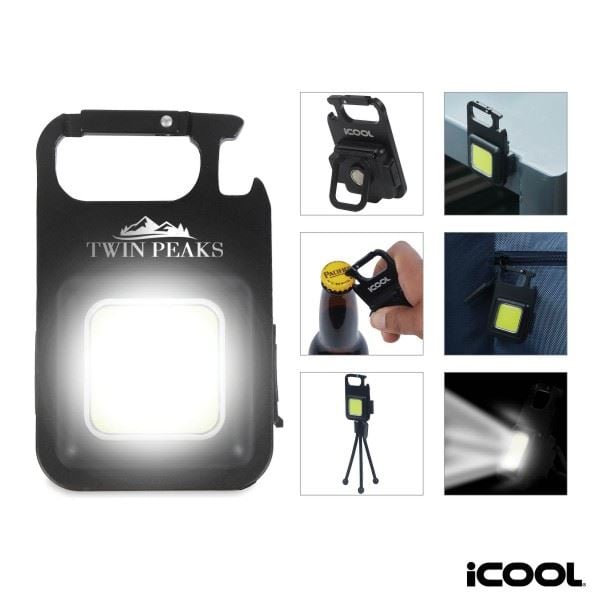 Engraved Rechargeable COB Worklight iCool with Clip, Magnetic Back, Tripod Port, 500Lms